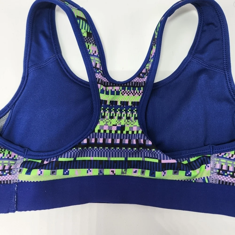 Nike Blue  Green Purple Sports Bra with Geometric Pattern